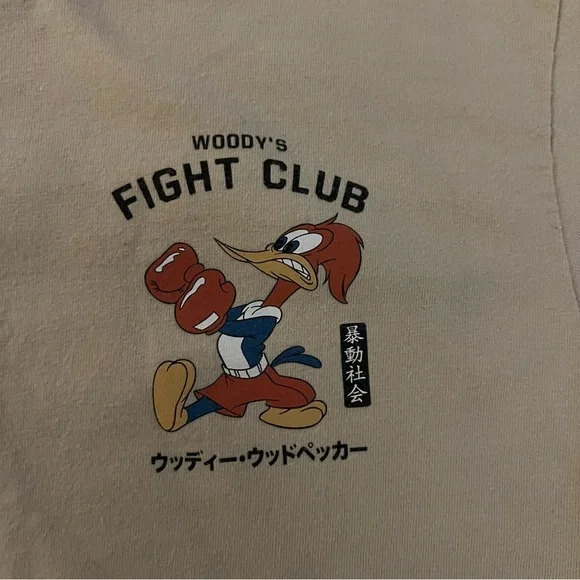 Woody’s Fight Club Graphic T-Shirt Men’s Small Beige Crew Neck Short Sleeve - Picture 3 of 8